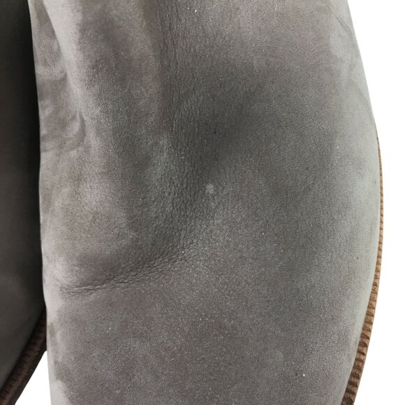 UGG Elora Taupe Suede Ankle Boots Womens 9.5 Wrap Strap Block Heel Western Style - Picture 6 of 16